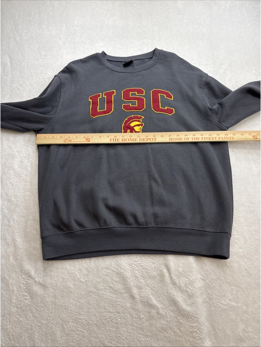 Vintage 90s USC Trojans Embroidered Crewneck Sweatshirt Adult XL Gray Colosseum - Picture 3 of 8